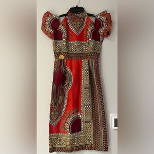 Handmade African Print Ankara Red Dashiki